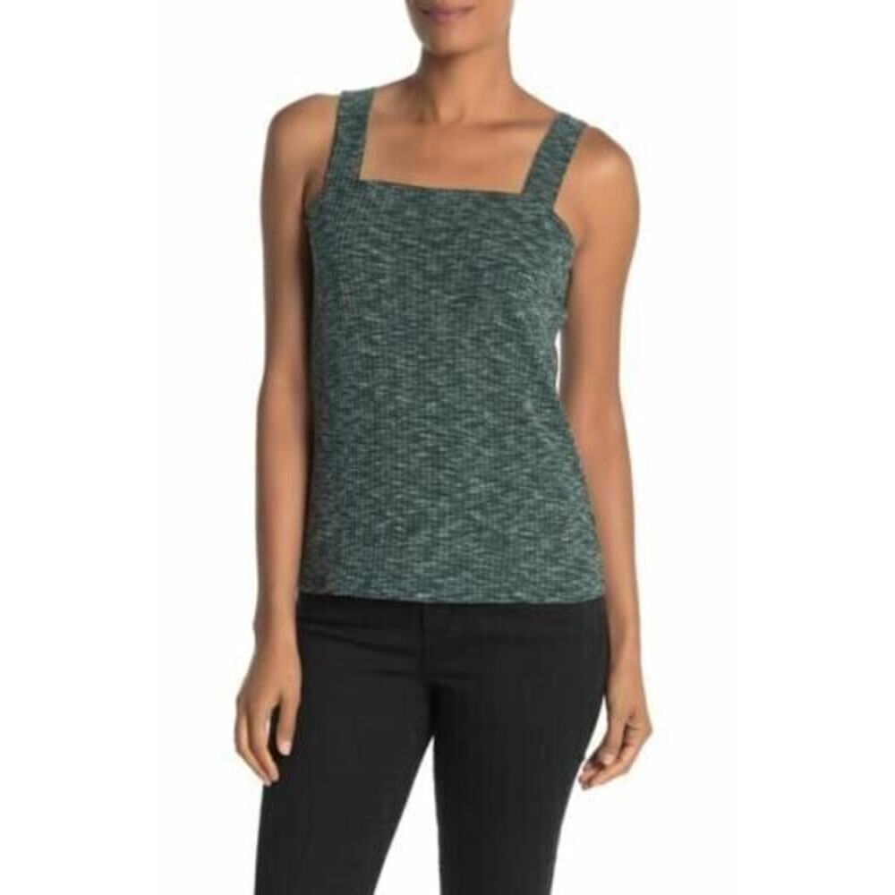Bobeau Women's Squart Neck Ribbed Marl Tank Bottle‎ Green Small